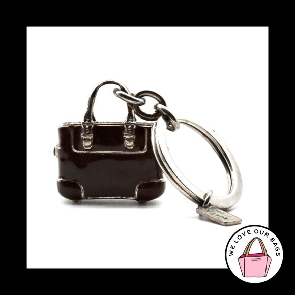 VINTAGE COACH Brown Gallery Tote 3D Enamel Nickel Fob Bag Charm Keychain 1K07 - Picture 6 of 6